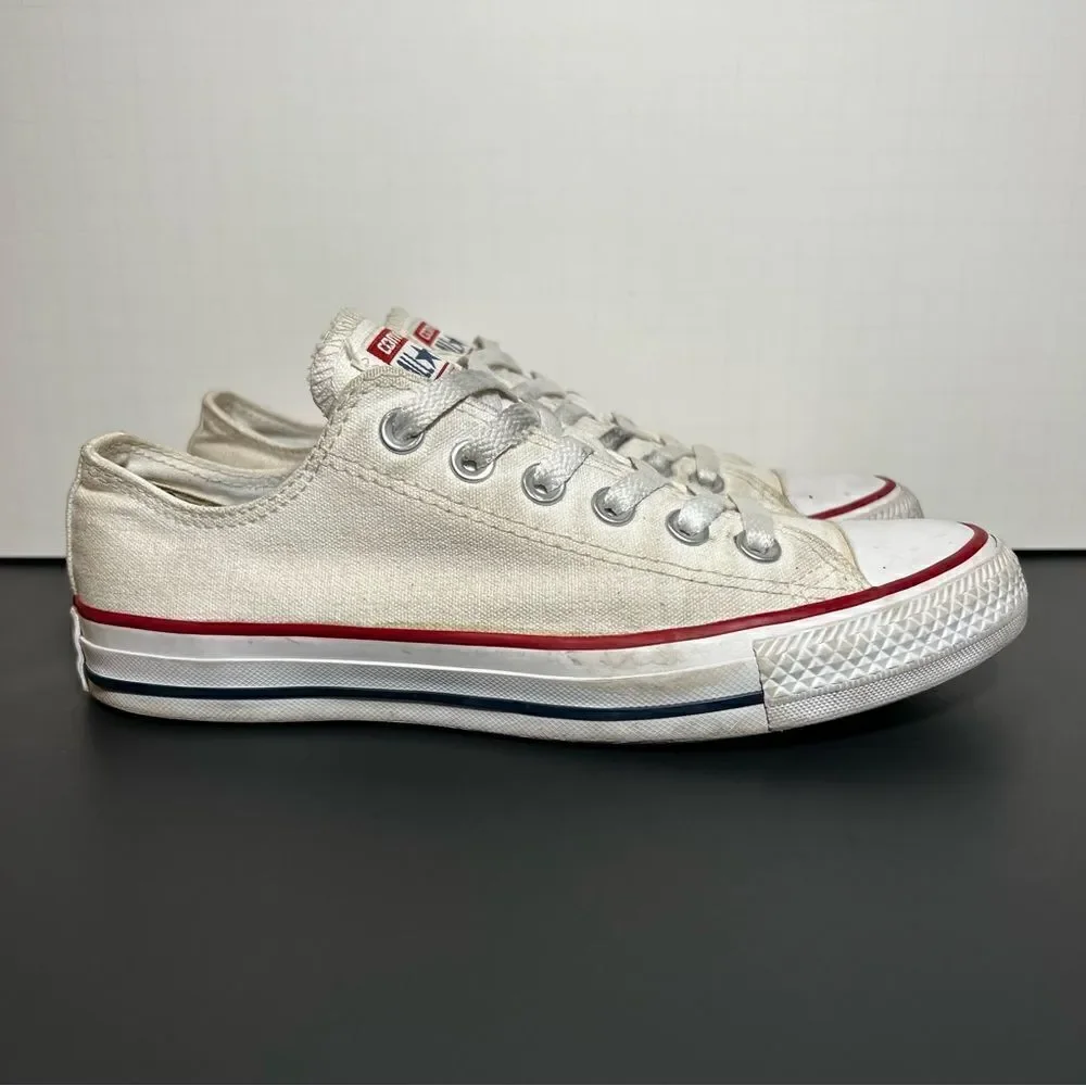 Womens CONVERSE Chuck Taylor All Star White Canvas Low Top Sneakers / Size 7 - Picture 2 of 12